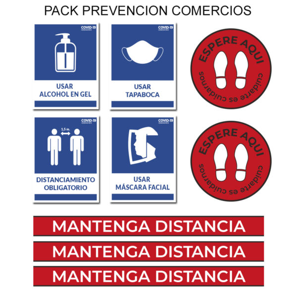 PACK VINILO DISTANCIAMIENTO SOCIAL - CARTELES COVID-19
